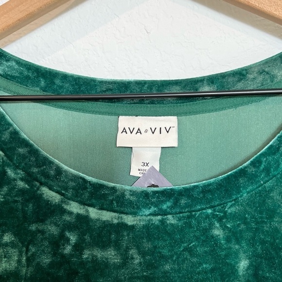 Ava & VIV Green Long Sleeve Plus Size Women Velvet Material Blouse 3X Brand New - Picture 5 of 5